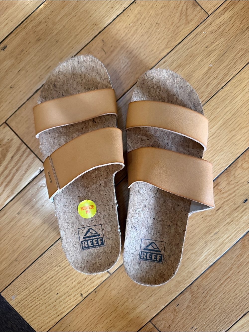 Reef Tan Dual-Strap Cork Slides 7